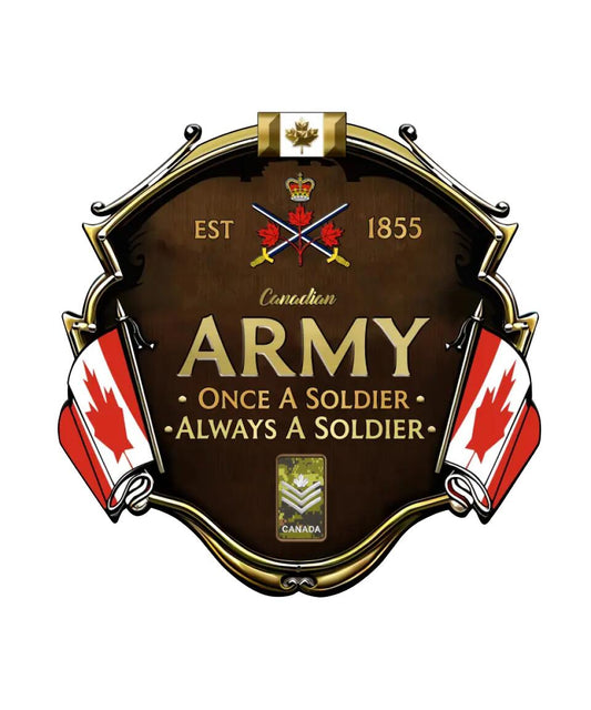 Personalized Rank Canadian Soldier/Veterans Camo Cut Metal Sign - 1677628801