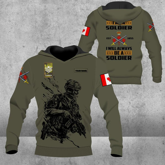 Personalized Canadian Solider/ Veteran Camo With Name And Rank Hoodie 3D Printed - 1677628802