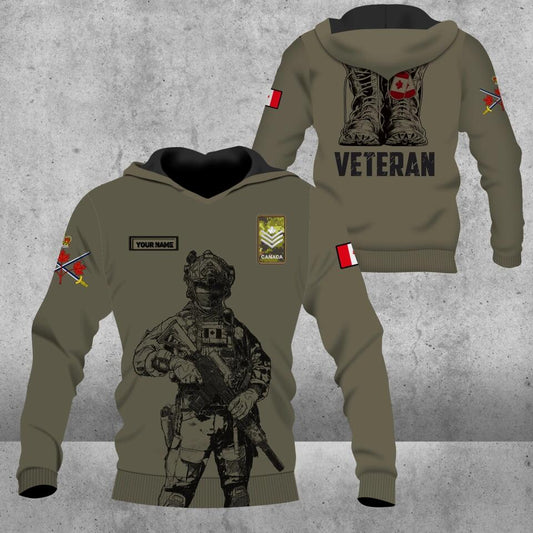 Personalized Canadian Solider/ Veteran Camo With Name And Rank Hoodie 3D Printed - 1677628801