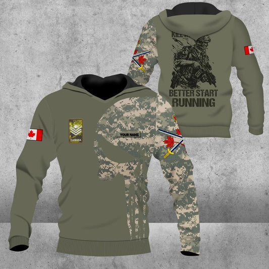 Personalized Canadian Solider/ Veteran Camo With Name And Rank Hoodie 3D Printed - 16776288