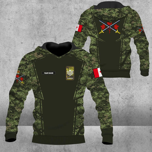 Personalized Canadian Soldier/ Veteran Camo With Name And Rank Hoodie 3D Printed - 16787520