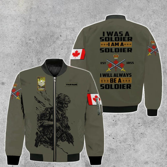 Personalized Canadian Solider/ Veteran Camo With Name And Rank Bomber Jacket 3D Printed - 1677628802