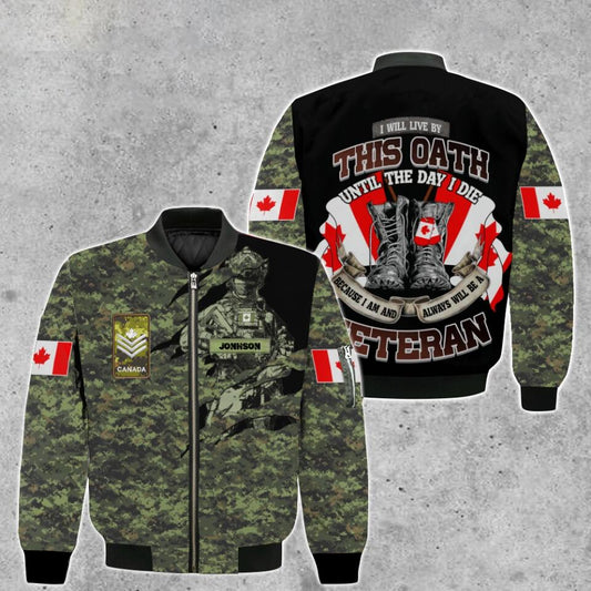 Personalized Canadian Soldier/ Veteran Camo With Name And Rank Bomber Jacket 3D Printed - 1673308801