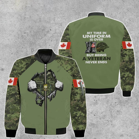 Personalized Canadian Soldier/ Veteran Camo With Name And Rank Bomber Jacket 3D Printed - 1673308806