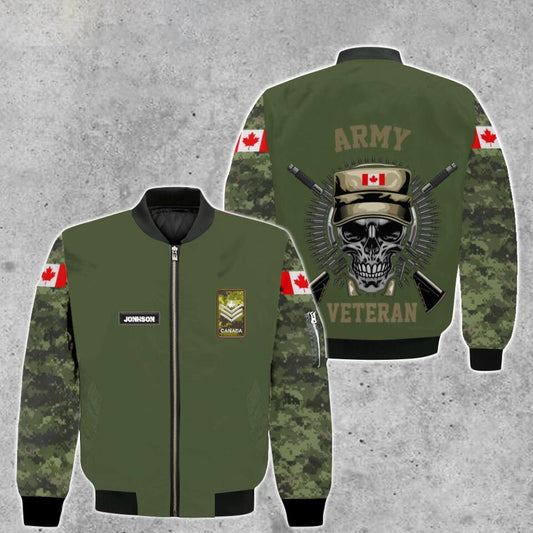 Personalized Canadian Soldier/ Veteran Camo With Name And Rank Bomber Jacket 3D Printed - 1673308807