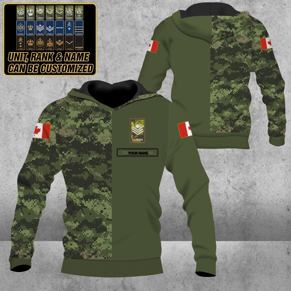 Personalized Canada Solider/ Veteran Camo With Name And Rank Hoodie - 1680220803