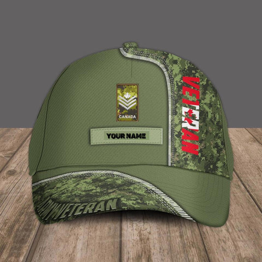 Personalized Rank And Name Canadian Soldier/Veterans Camo Baseball Cap - 1680652802