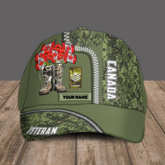 Personalized Rank And Name Canadian Soldier/Veterans Camo Baseball Cap - 1680652803