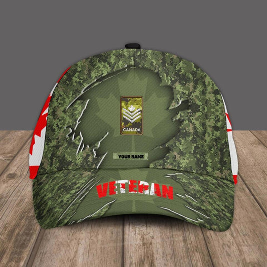 Personalized Rank And Name Canadian Soldier/Veterans Camo Baseball Cap - 1680652804