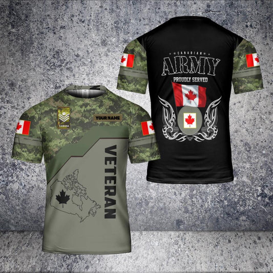 Personalized Canada Solider/ Veteran Camo With Name And Rank T-Shirt 3D Printed - 16807392