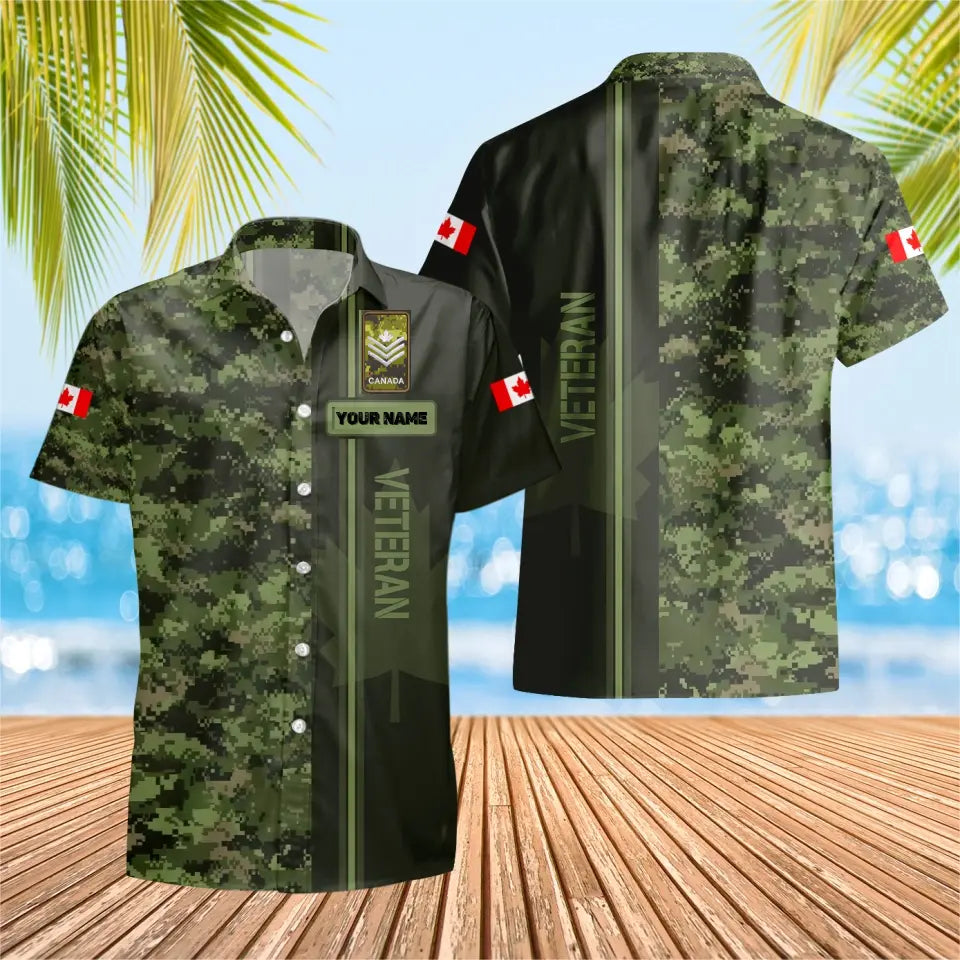 Personalized Canadian Solider/ Veteran Camo With Name And Rank Hawaii Shirt 3D Printed - 16751232