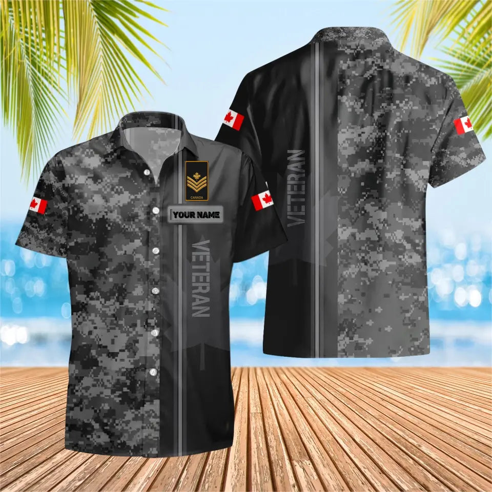 Personalized Canadian Solider/ Veteran Camo With Name And Rank Hawaii Shirt 3D Printed - 16751232