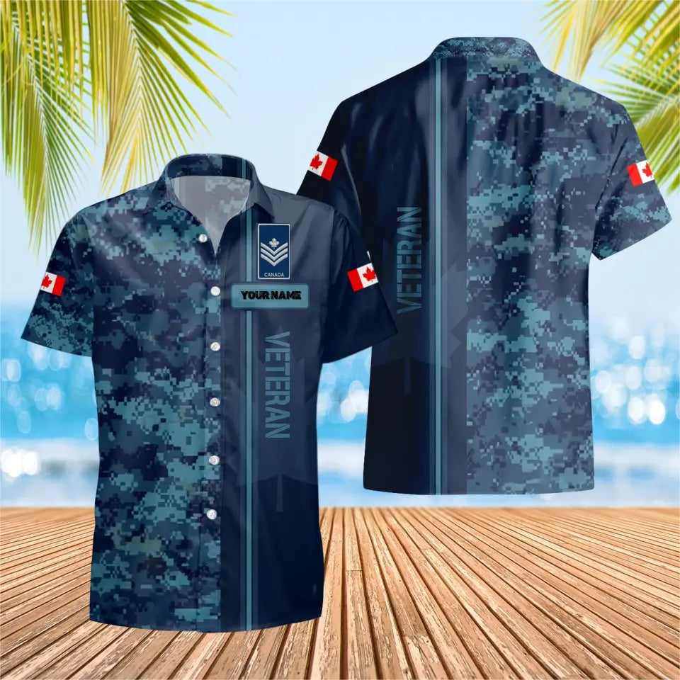 Personalized Canadian Solider/ Veteran Camo With Name And Rank Hawaii Shirt 3D Printed - 16751232