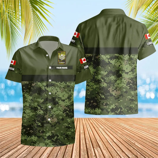 Personalized Canadian Solider/ Veteran Camo With Name And Rank Hawaii Shirt 3D Printed - 1675123202