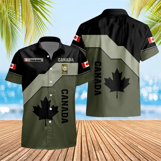 Personalized Canadian Solider/ Veteran Camo With Name And Rank Hawaii Shirt 3D Printed - 1675123201