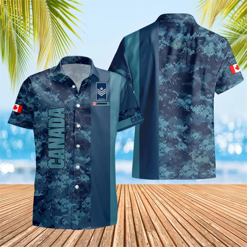 Personalized Canadian Solider/ Veteran Camo With Name And Rank Hawaii Shirt 3D Printed - 16733088