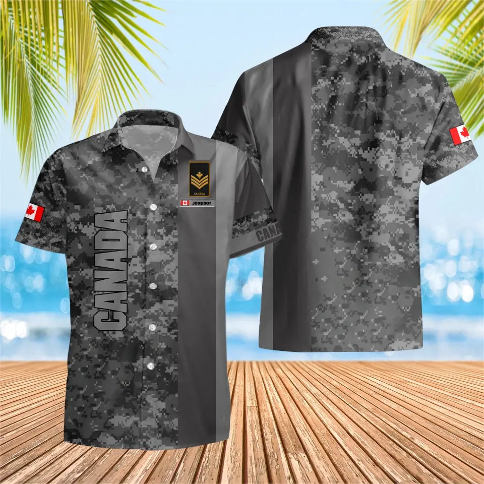 Personalized Canadian Solider/ Veteran Camo With Name And Rank Hawaii Shirt 3D Printed - 16733088