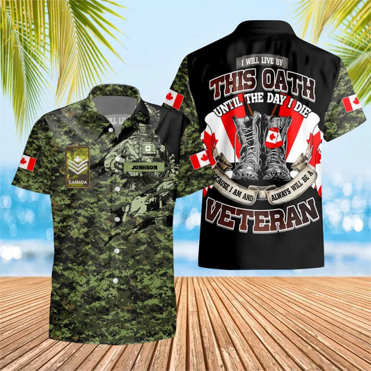 Personalized Canadian Solider/ Veteran Camo With Name And Rank Hawaii Shirt 3D Printed - 1673308801