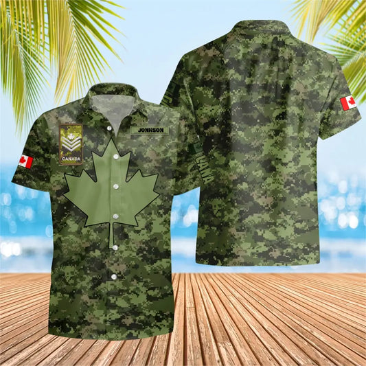 Personalized Canadian Solider/ Veteran Camo With Name And Rank Hawaii Shirt 3D Printed - 1673308802