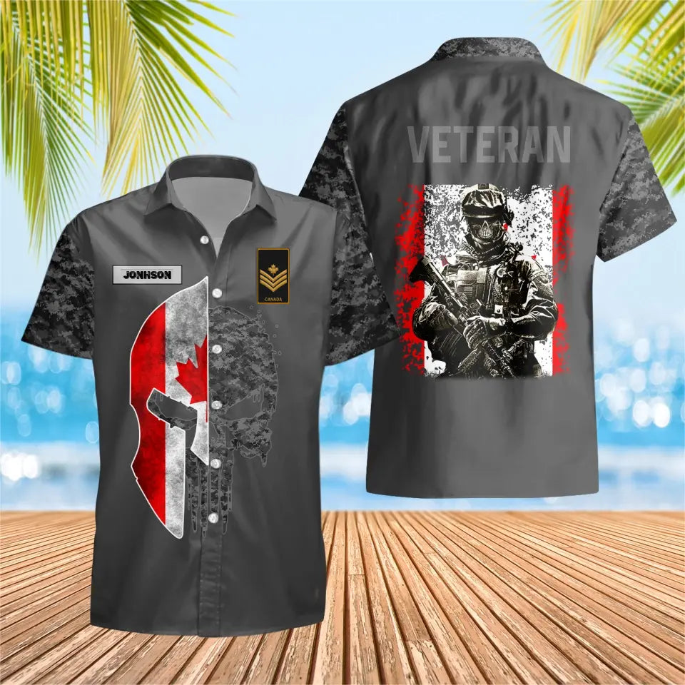 Personalized Canadian Solider/ Veteran Camo With Name And Rank Hawaii Shirt 3D Printed - 1673308805