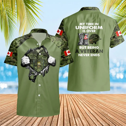 Personalized Canadian Solider/ Veteran Camo With Name And Rank Hawaii Shirt 3D Printed - 1673308806