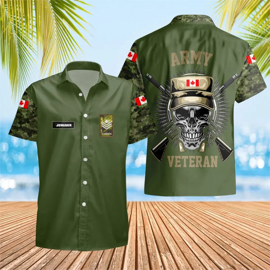 Personalized Canadian Solider/ Veteran Camo With Name And Rank Hawaii Shirt 3D Printed - 1673308807