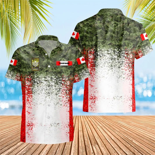 Personalized Canadian Solider/ Veteran Camo With Name And Rank Hawaii Shirt 3D Printed - 16748640