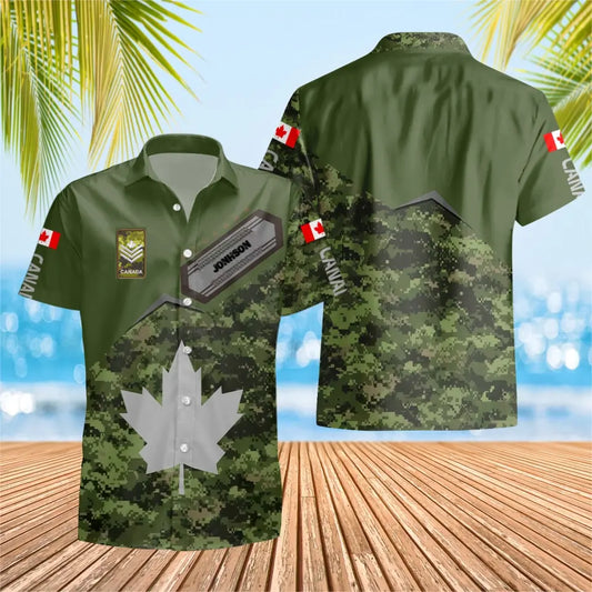 Personalized Canadian Solider/ Veteran Camo With Name And Rank Hawaii Shirt 3D Printed - 1673308804