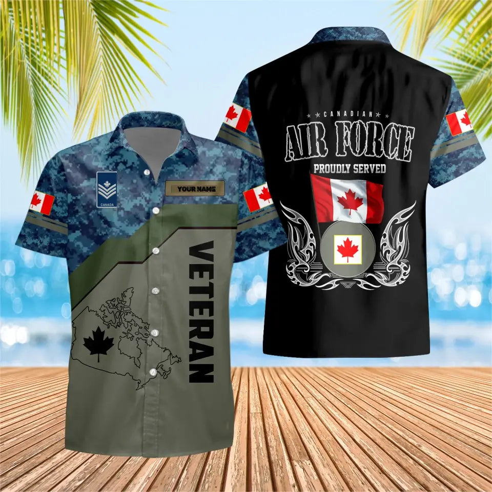 Personalized Canadian Solider/ Veteran Camo With Name And Rank Hawaii Shirt 3D Printed - 16807392