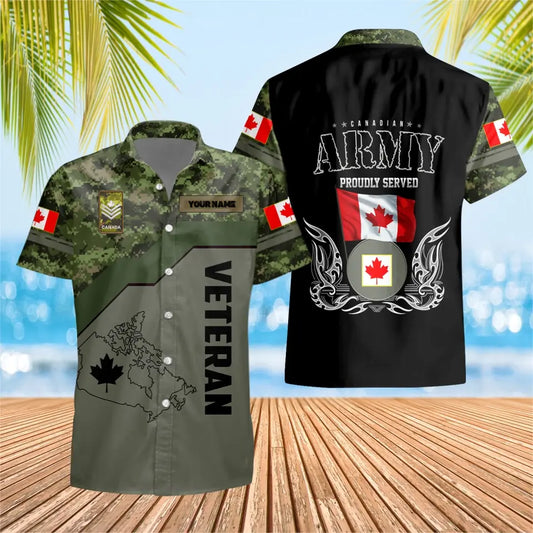 Personalized Canadian Solider/ Veteran Camo With Name And Rank Hawaii Shirt 3D Printed - 16807392