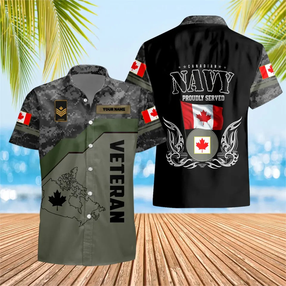 Personalized Canadian Solider/ Veteran Camo With Name And Rank Hawaii Shirt 3D Printed - 16807392