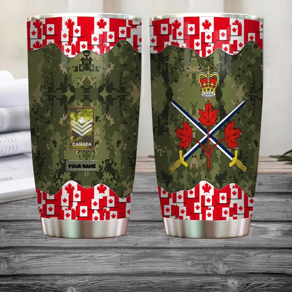 Personalized Canadian Veteran/ Soldier With Rank And Name Camo Tumbler All Over Printed - 16817760