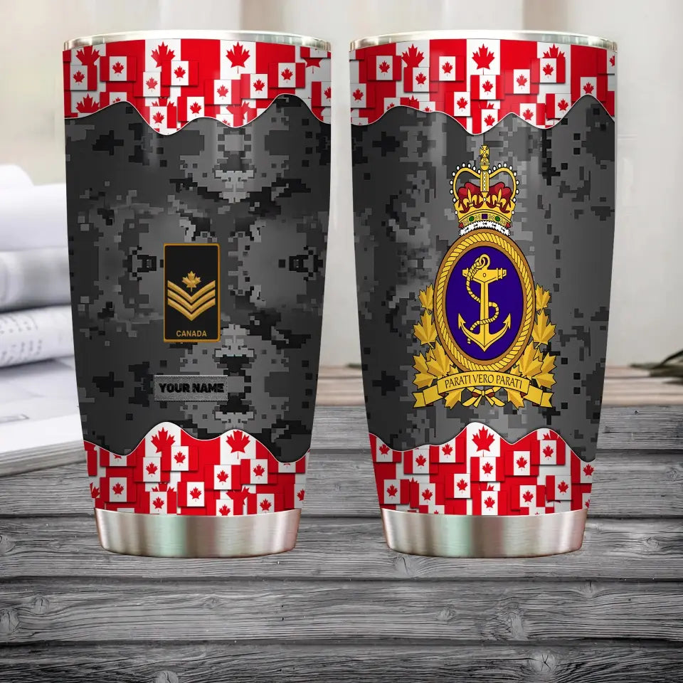 Personalized Canadian Veteran/ Soldier With Rank And Name Camo Tumbler All Over Printed - 16817760