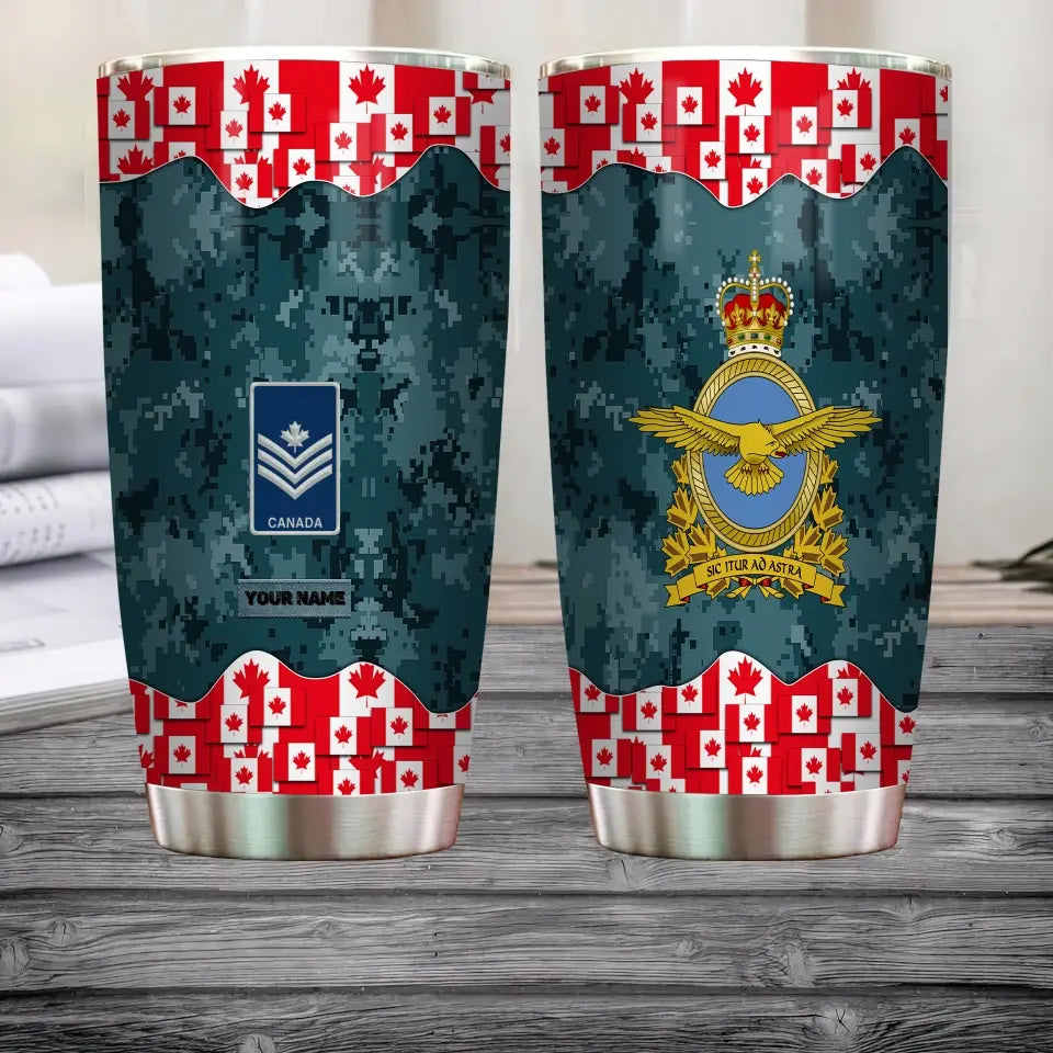 Personalized Canadian Veteran/ Soldier With Rank And Name Camo Tumbler All Over Printed - 16817760