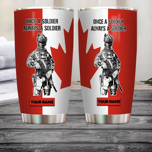 Personalized Canadian Veteran/ Soldier With Rank And Name Camo Tumbler All Over Printed - 1681776001