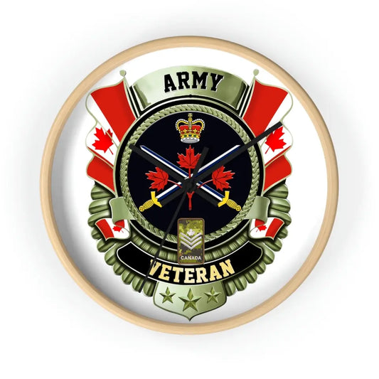 Personalized Rank Canadian Soldier/Veterans Camo Wooden Clock - 16754688