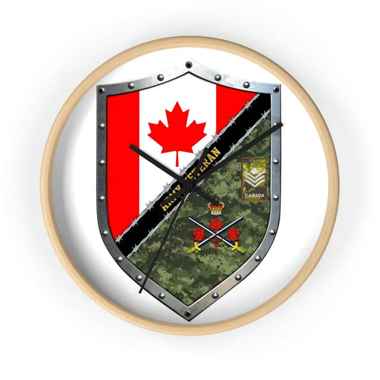 Personalized Rank Canadian Soldier/Veterans Camo Wooden Clock - 16765056