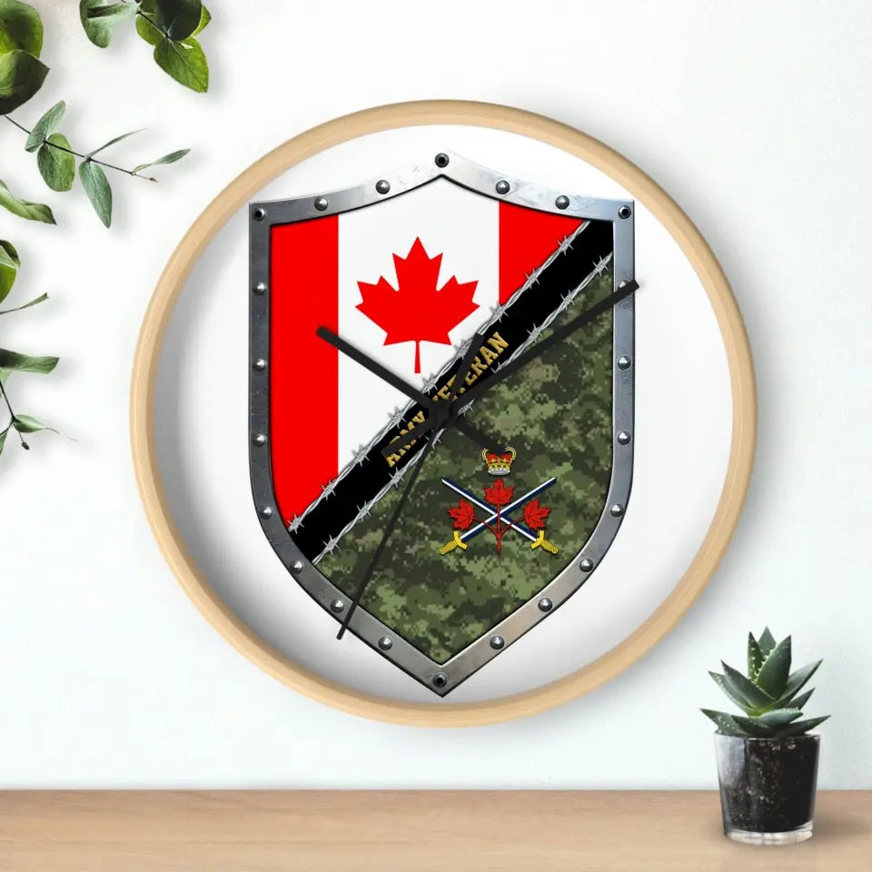 Personalized Rank Canadian Soldier/Veterans Camo Wooden Clock - 16765056