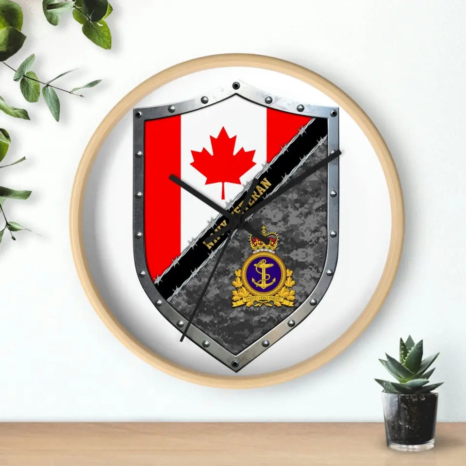 Personalized Rank Canadian Soldier/Veterans Camo Wooden Clock - 16765056