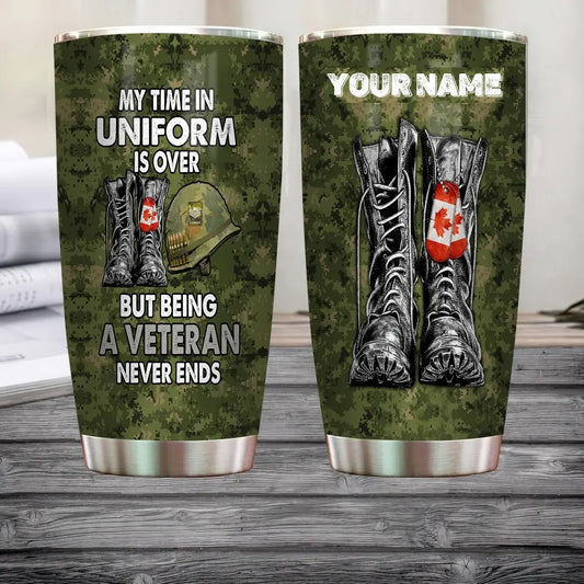 Personalized Canadian Veteran/ Soldier With Rank And Name Camo Tumbler All Over Printed - 16832448