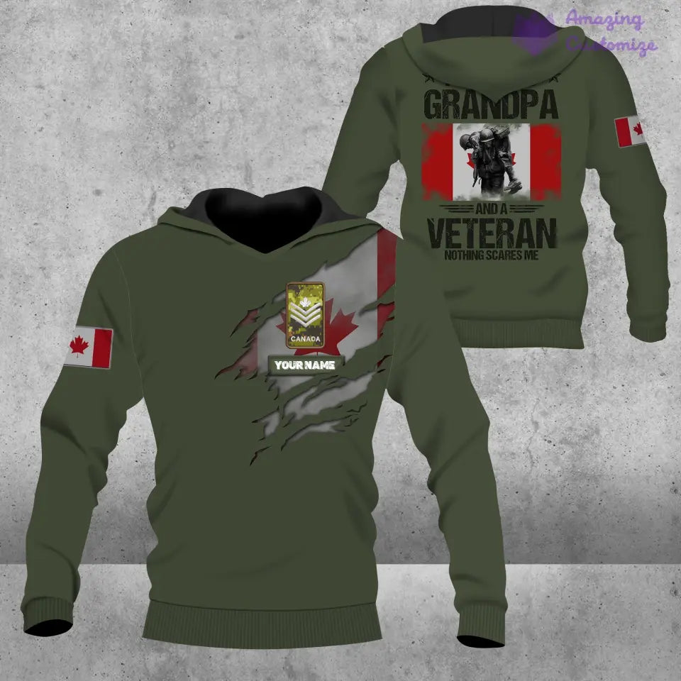 Personalized Canada Soldier/ Veteran Camo With Name And Rank Hoodie - 1686873601