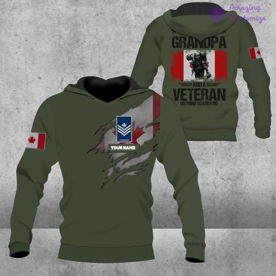 Personalized Canada Soldier/ Veteran Camo With Name And Rank Hoodie - 1686873601