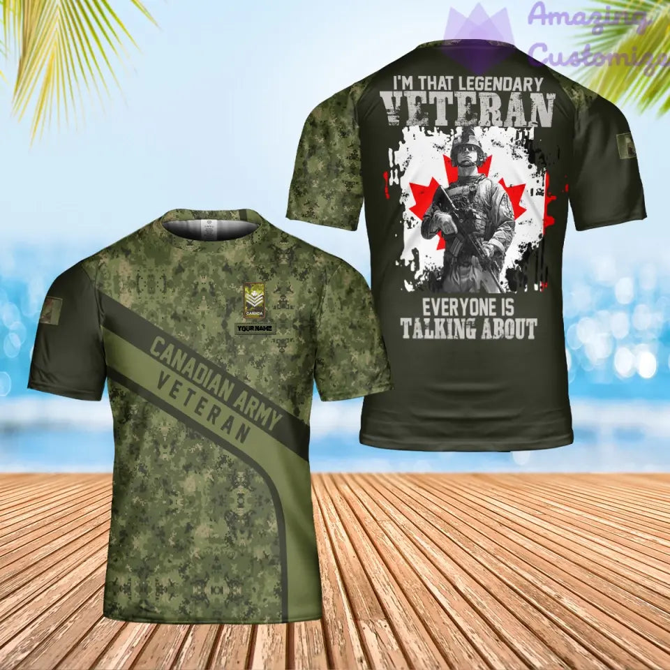 Personalized Canada Solider/ Veteran Camo With Name And Rank T-Shirt 3D Printed - 16873056