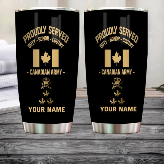 Personalized Canadian Veteran/ Soldier With Rank And Name Camo Tumbler All Over Printed - 16879104