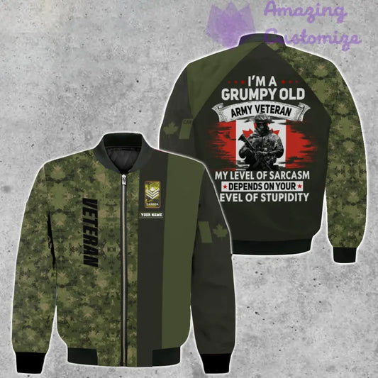 Personalized Canada Soldier/ Veteran Camo With Name And Rank Bomber Jacket 3D Printed - 1689120001