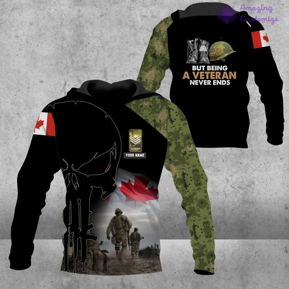 Personalized Canada Soldier/ Veteran Camo With Name And Rank Hoodie 3D Printed - 16892928