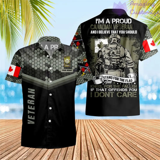 Personalized Canada Solider/ Veteran Camo With Name And Rank Hawaii Shirt 3D Printed - 16897248