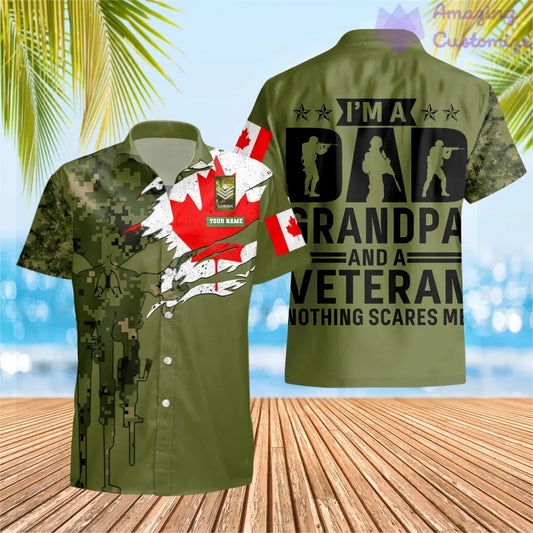 Personalized Canada Solider/ Veteran Camo With Name And Rank Hawaii Shirt 3D Printed - 16899840