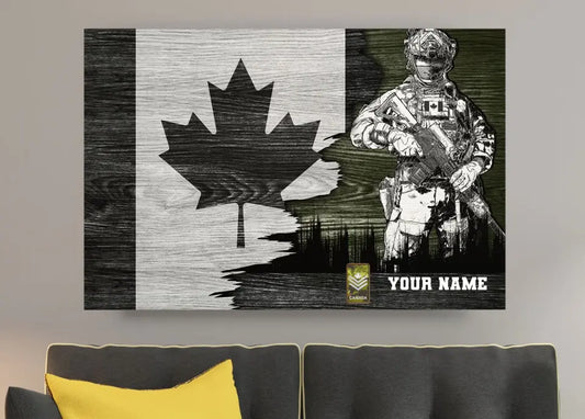 Personalized Canadian Soldier/ Veteran Camo With Name And Rank Canvas 3D Printed - 16915392