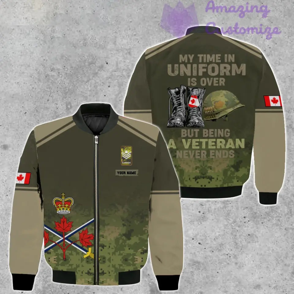 Personalized Canada Soldier/ Veteran Camo With Name And Rank Bomber Jacket 3D Printed - 16920576